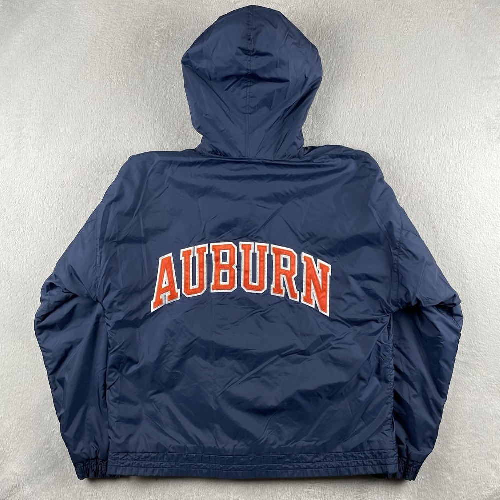 VTG Auburn University Windbreaker Jacket Mens Large Embroidered Spellout Hoodie